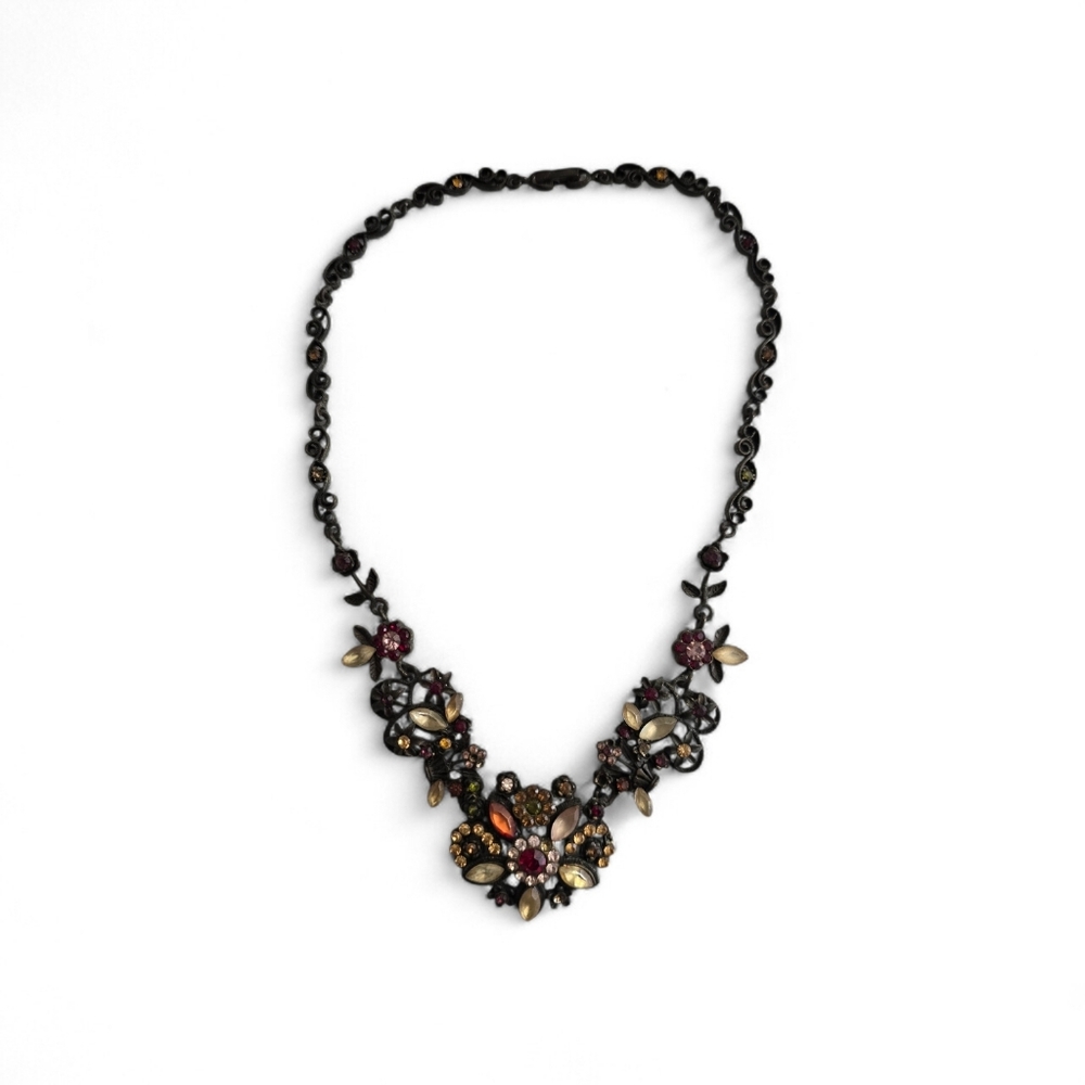 Vintage Romantic Goth Floral Statement Necklace | Dark Romance Victorian Bib Cho - Picture 2 of 11